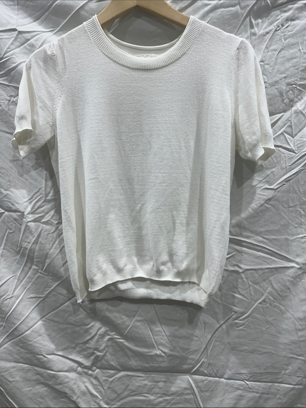 LOFT Short Sleeve White Knit Top